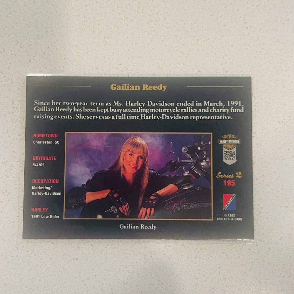 1992 Harley-Davidson Series 2 Gailian Reedy Card 195 Collect-A-Card Ms Harley
